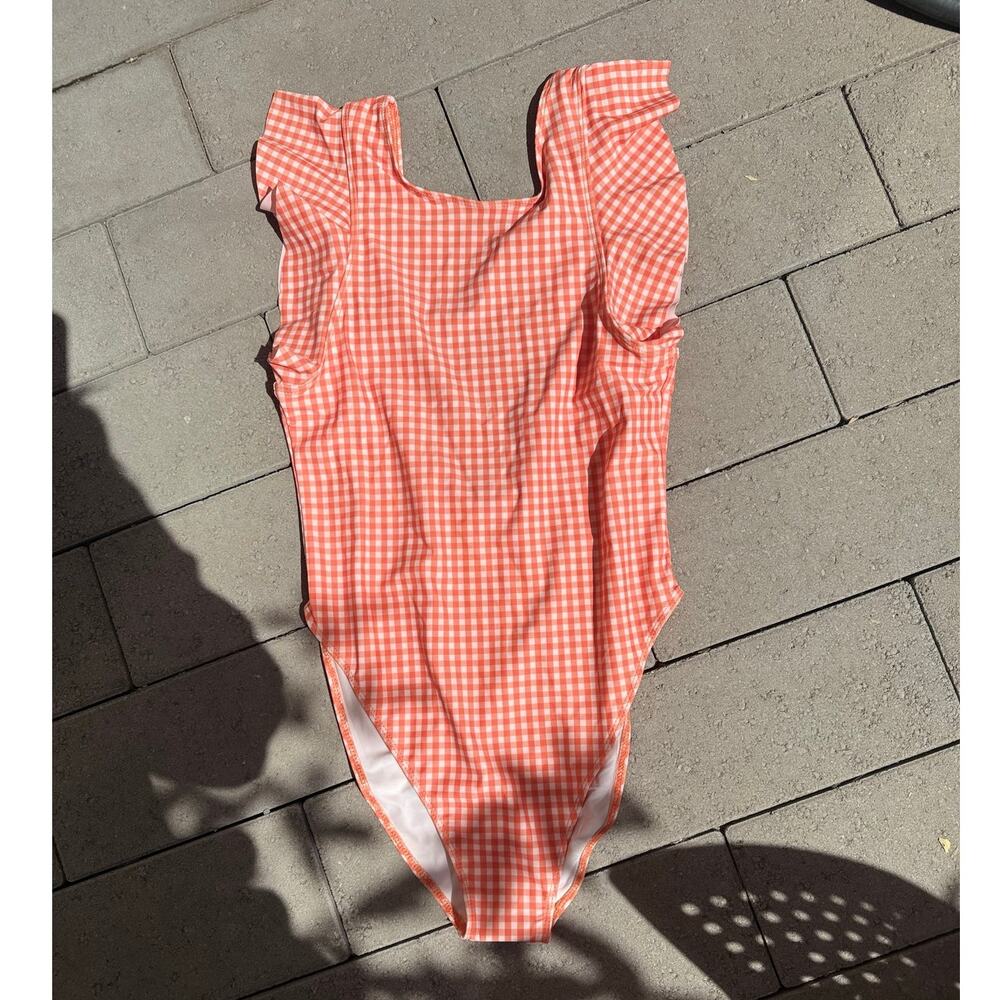 Double Zero Orange Gingham‎ Swimsuit Cottagecore Fairy Milkmaid Beach